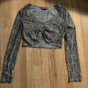 Cropped, Rusched Cheeta Shirt